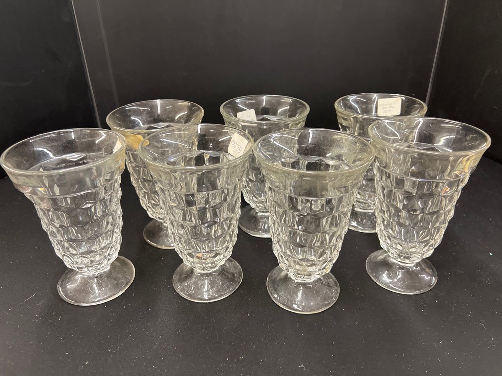 Pressed Glass Footed Iced Tea Tumblers