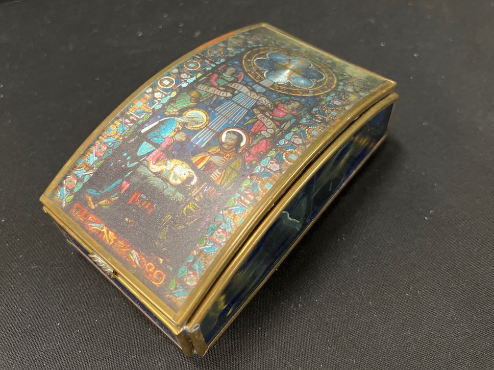 Brass and Stained Glass Trinket and Music box