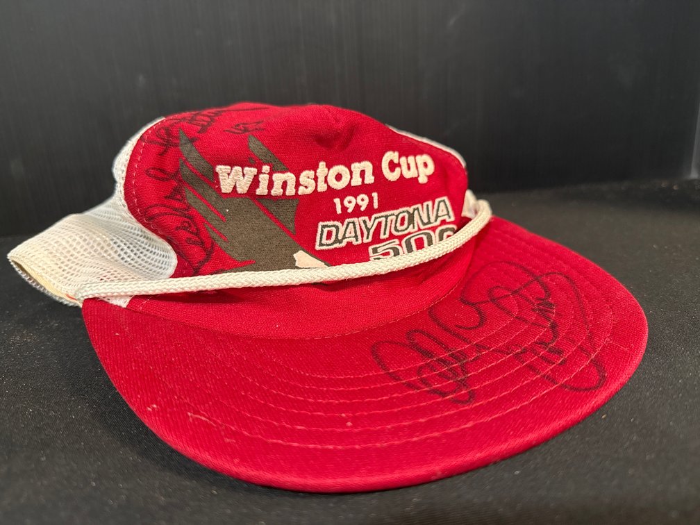 Winston 1991 Daytona 500 Signed Richard Petty & Dale Earnhardt Mesh Trucker Hat