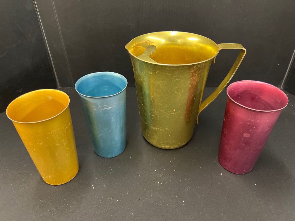 Anodized Aluminum Pitcher and Tumblers
