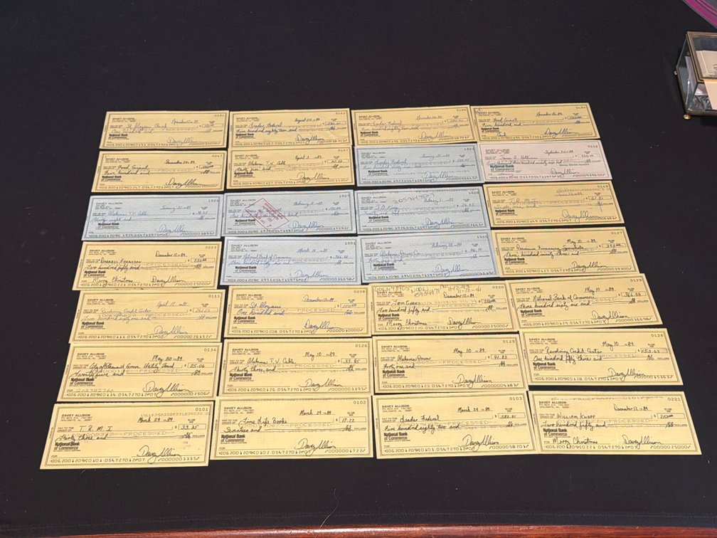 28 Davey Allison Signed Cancelled Personal Checks