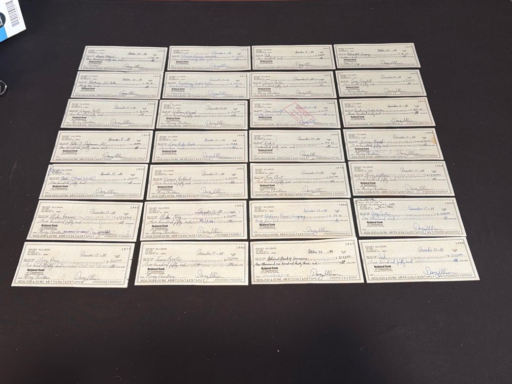 28 National Bank of Commerce Davey Allison Signed Checks