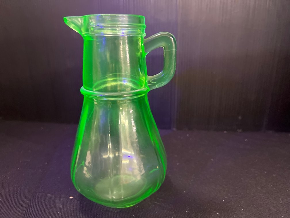Green Pressed Glass Miniature Pitcher