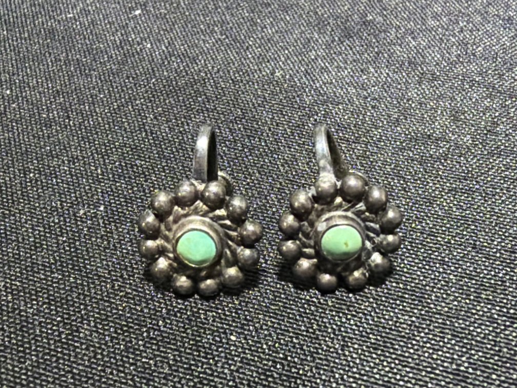 Sterling Silver and Turquoise Cabochon Screw-Back Earrings