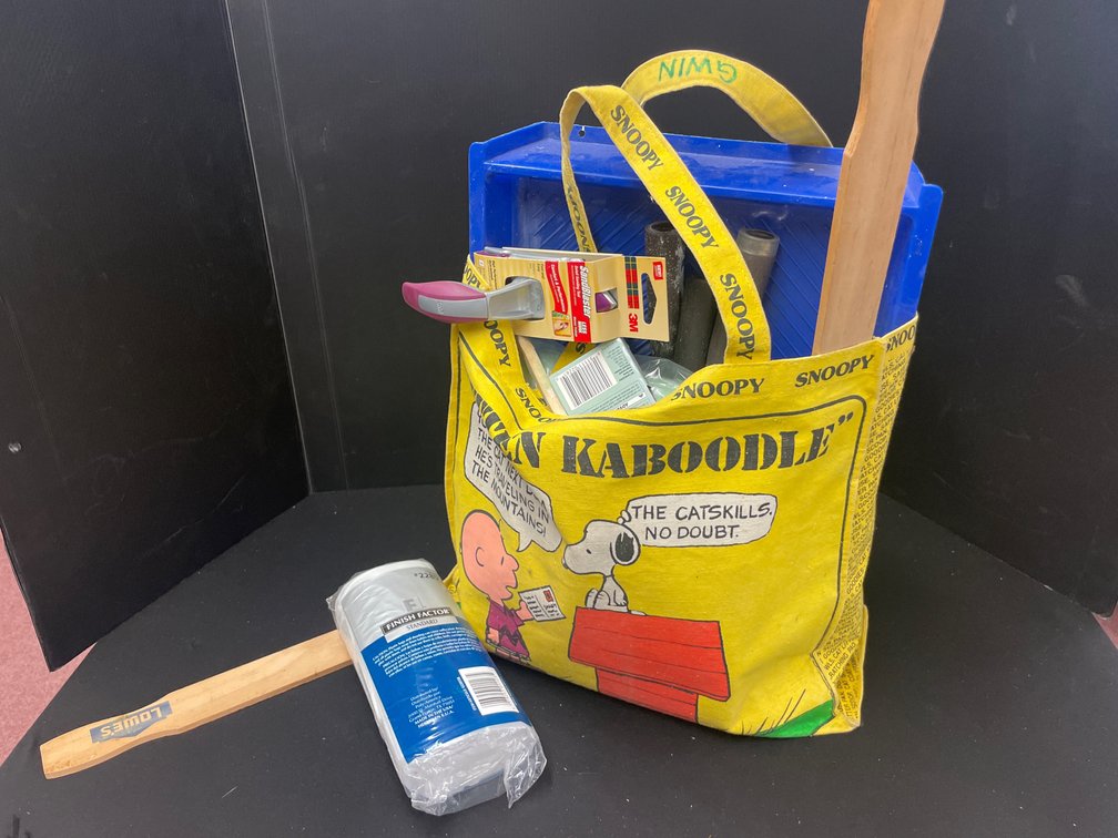 Painting and Sanding Supplies with Snoopy Tote Bag