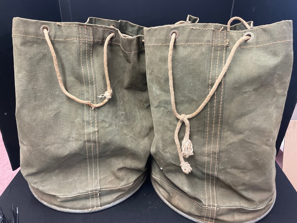 Canvas Tool Bucket Bags with Galvanized Metal Bottoms