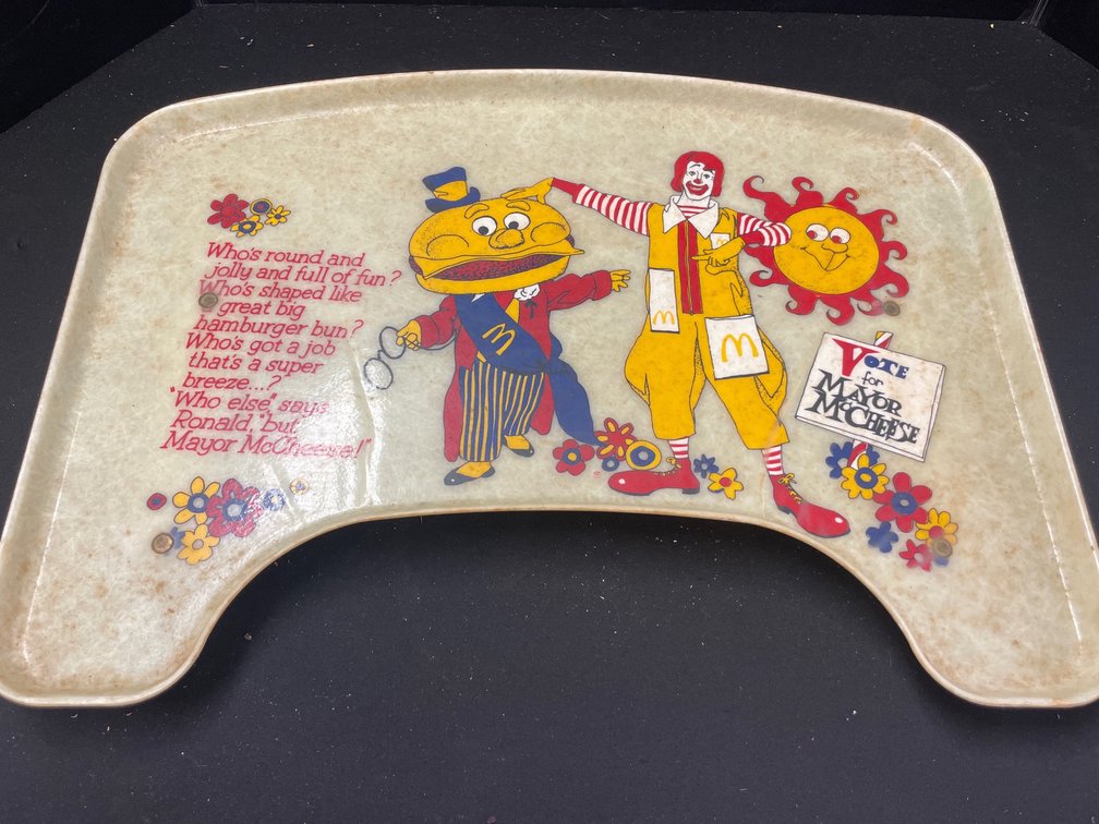 Molded Fiberglass High Chair Tray with Mayor McCheese