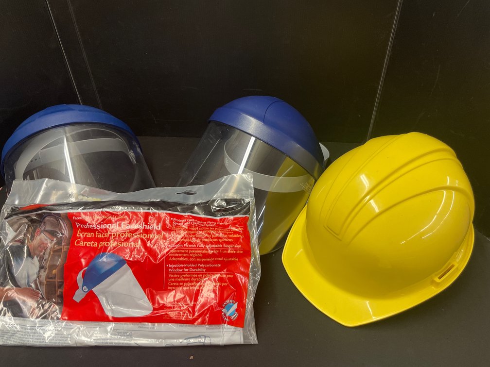Safety Face Shields and Hard Hat