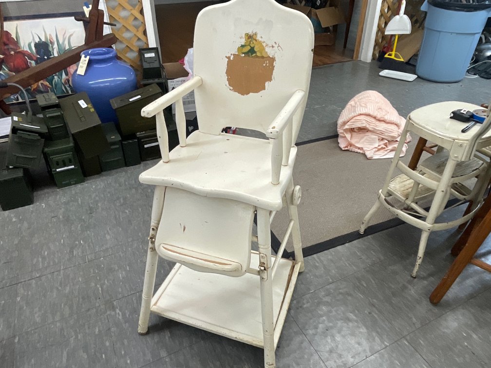 Painted Wood Convertible High Chair and Play Table