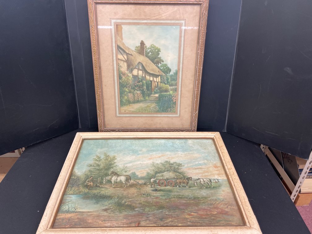 Framed Cottage and Pastoral Landscape Artworks