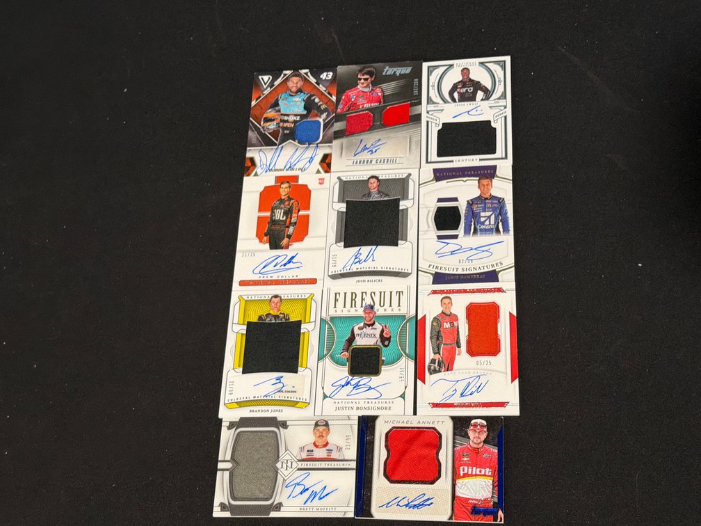 Eleven NASCAR Autographed Memorabilia Trading Cards