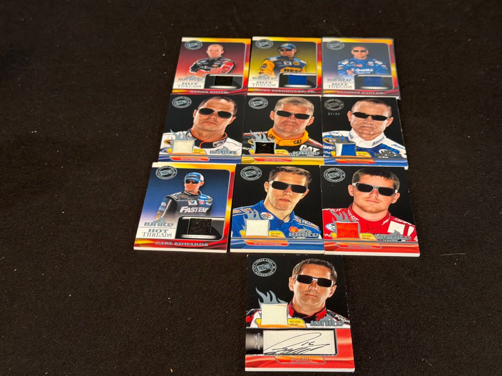 10 Ignite NASCAR Race-Used Firesuit Trading Cards including Greg Biffle