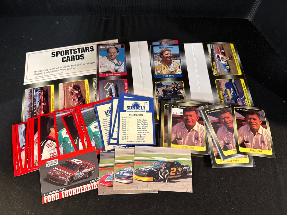 Auto Racing and NASCAR Trading Cards, Uncut Sheets, and Photos