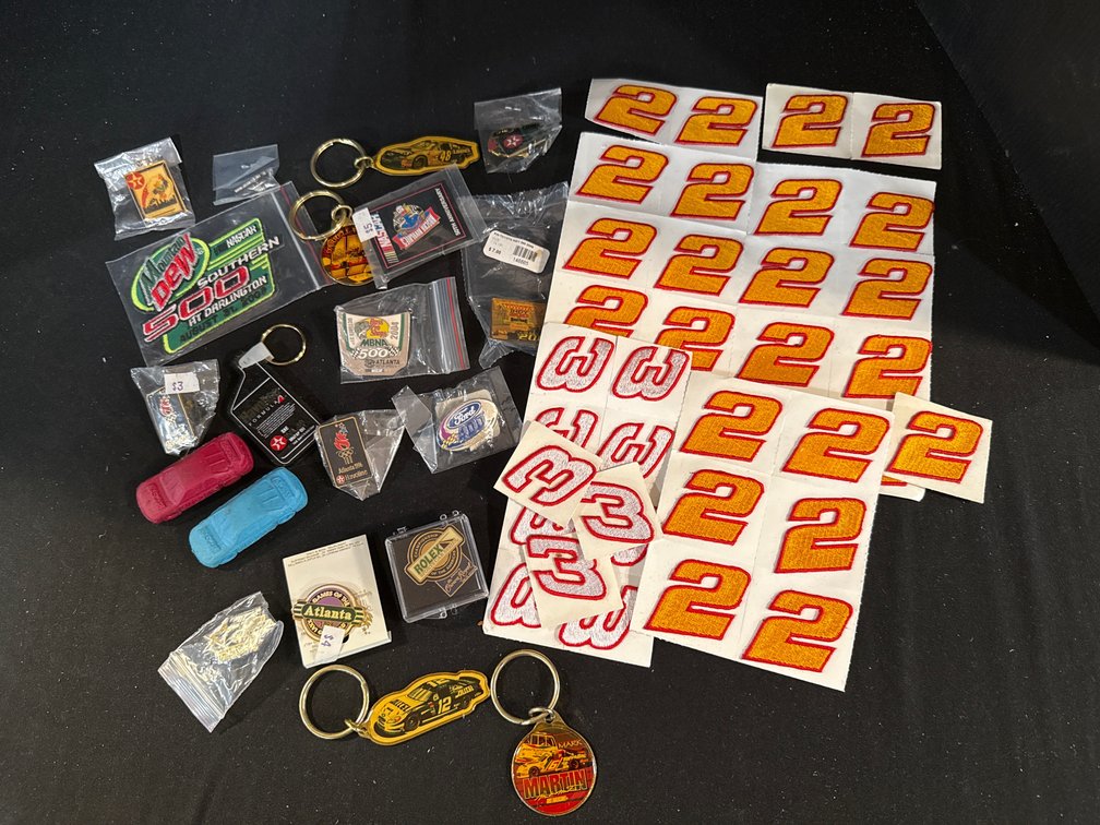 Motorsports Patches, Lapel Pins, Keychains, and More