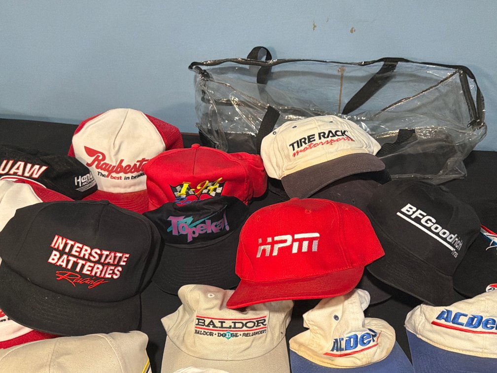 20 Automotive and Racing Baseball Caps with Clear Duffel Bag