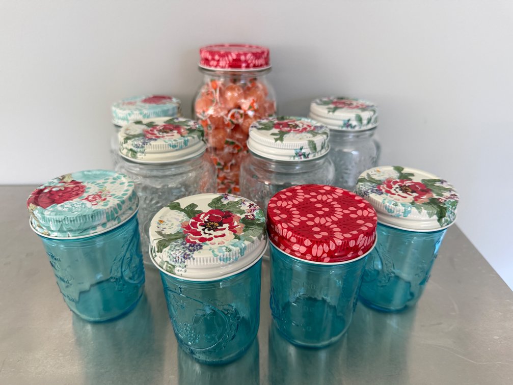 The Pioneer Woman Glass Jars with Patterned Lids
