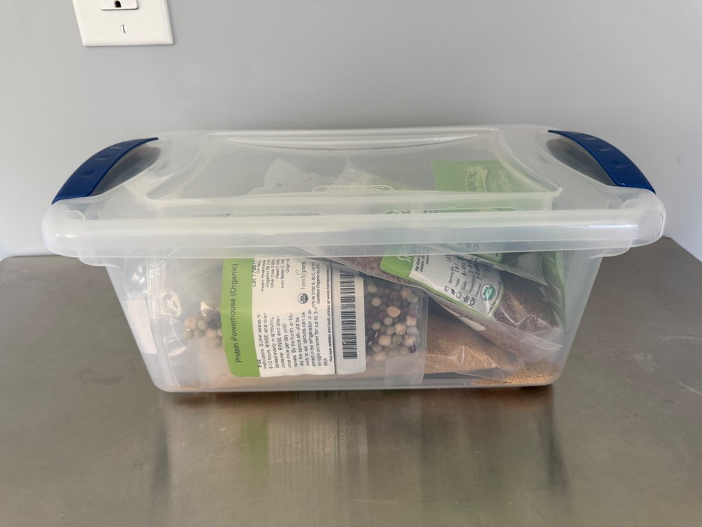 Organic Sprouting Seeds and Latching Storage Container