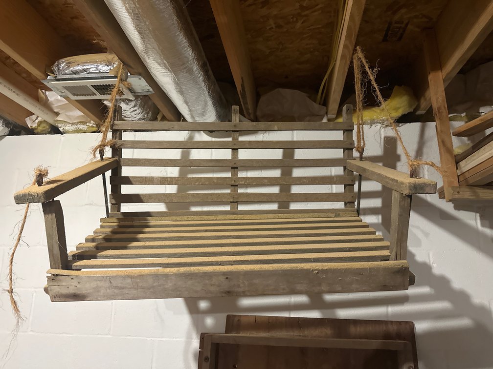 Wooden Slatted Porch Swing with Suspension Ropes