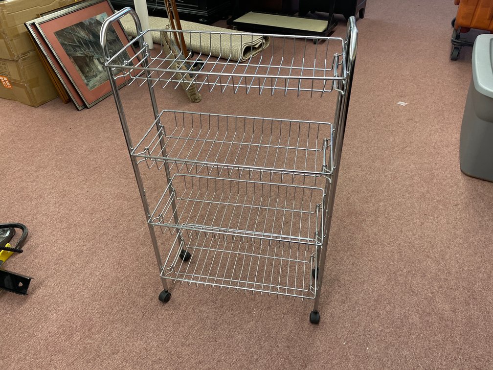 Four-Tier Chrome Wire Rolling Utility Cart