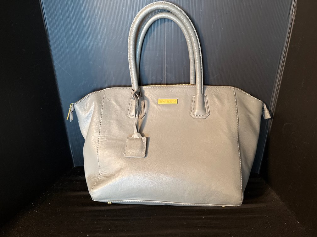 JOY & IMAN Grey Faux Leather Tote Handbag
