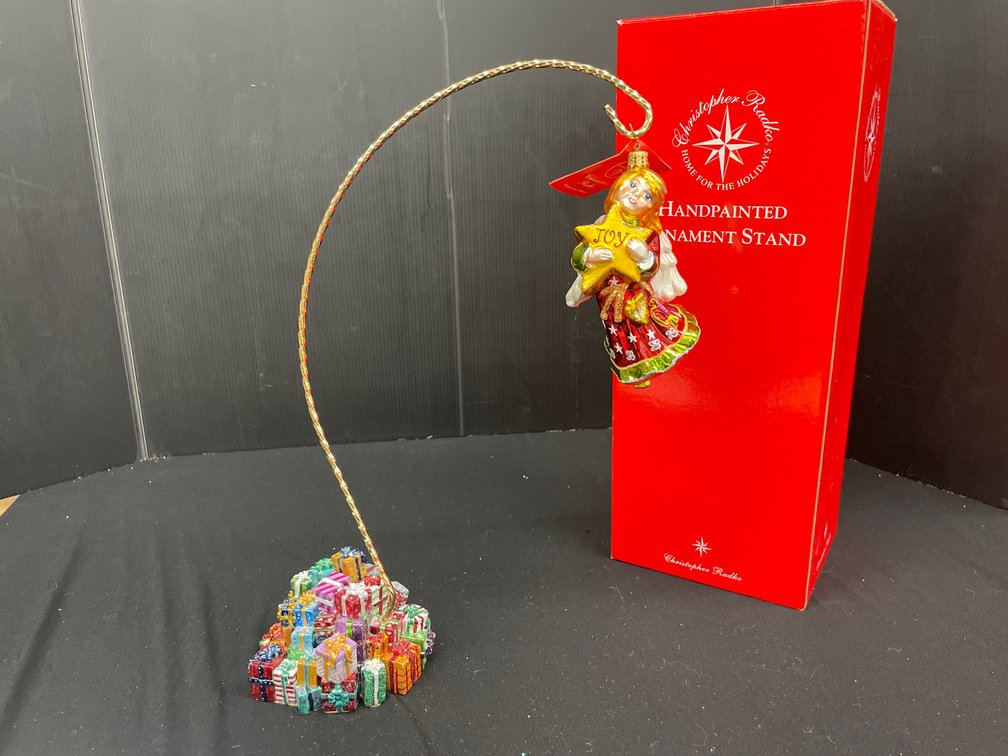 Christopher Radko Ornament Stand and Angel Glass Ornament