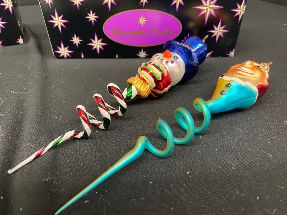 Christopher Radko Blown Glass Spiral Ornaments