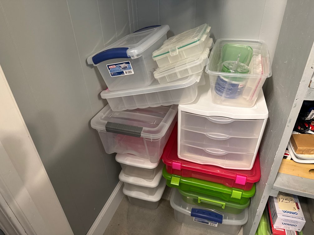 Plastic Storage Bins, 3-Drawer Unit, and Organizers