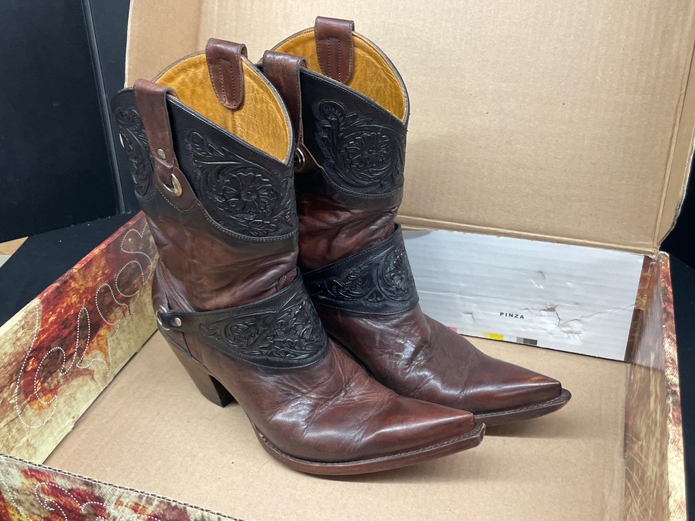 Old Gringo Puebla Tooled Leather Western Boots, Size 8.5 B