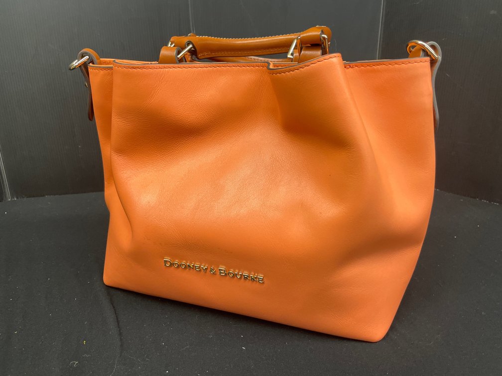 Dooney & Bourke Orange Leather Tote Handbag