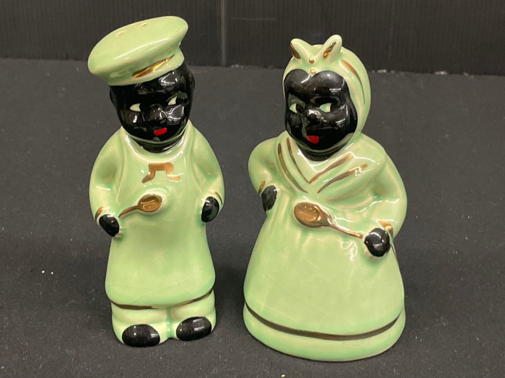 Glazed Ceramic Chef and Cook Salt and Pepper Shakers