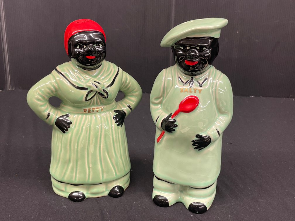 Ceramic Peppy and Salty Figural Salt and Pepper Shakers