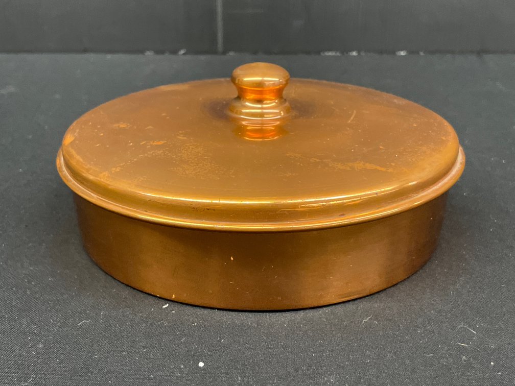 Copper Covered Serving Dish with Divided Glass Insert