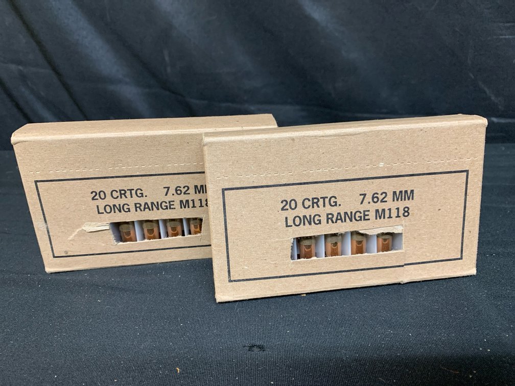 Two Boxes of 7.62 MM M118 Long Range Ammunition