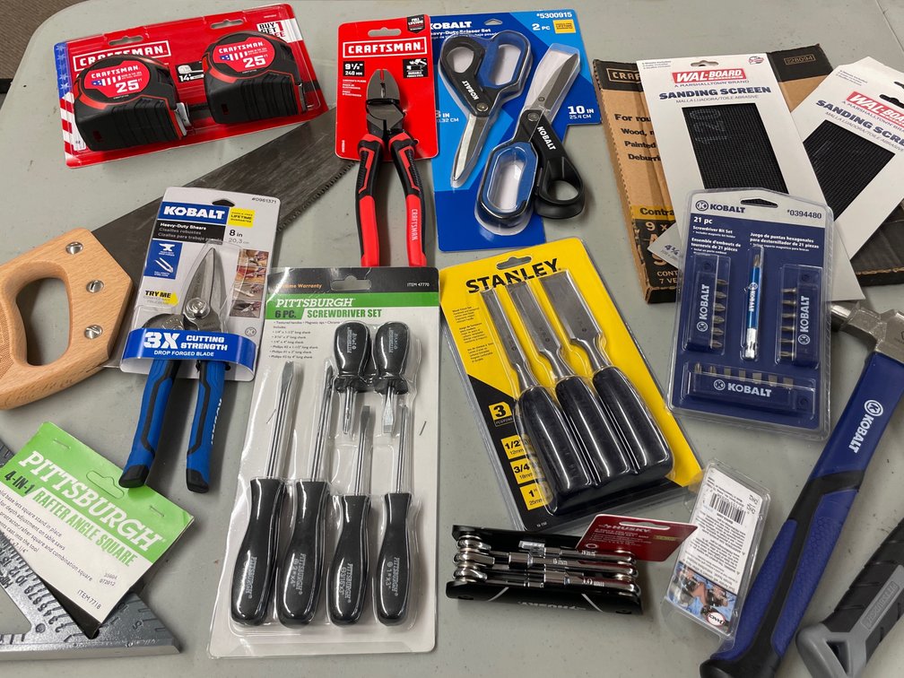 Hand Tools Including Hammers, Chisels, Pliers, and More