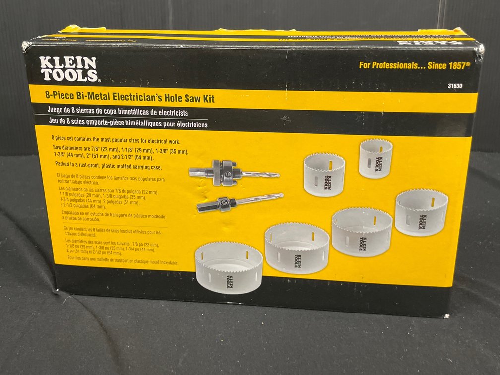 Klein Tools 31630 8-Piece Bi-Metal Electrician's Hole Saw Kit