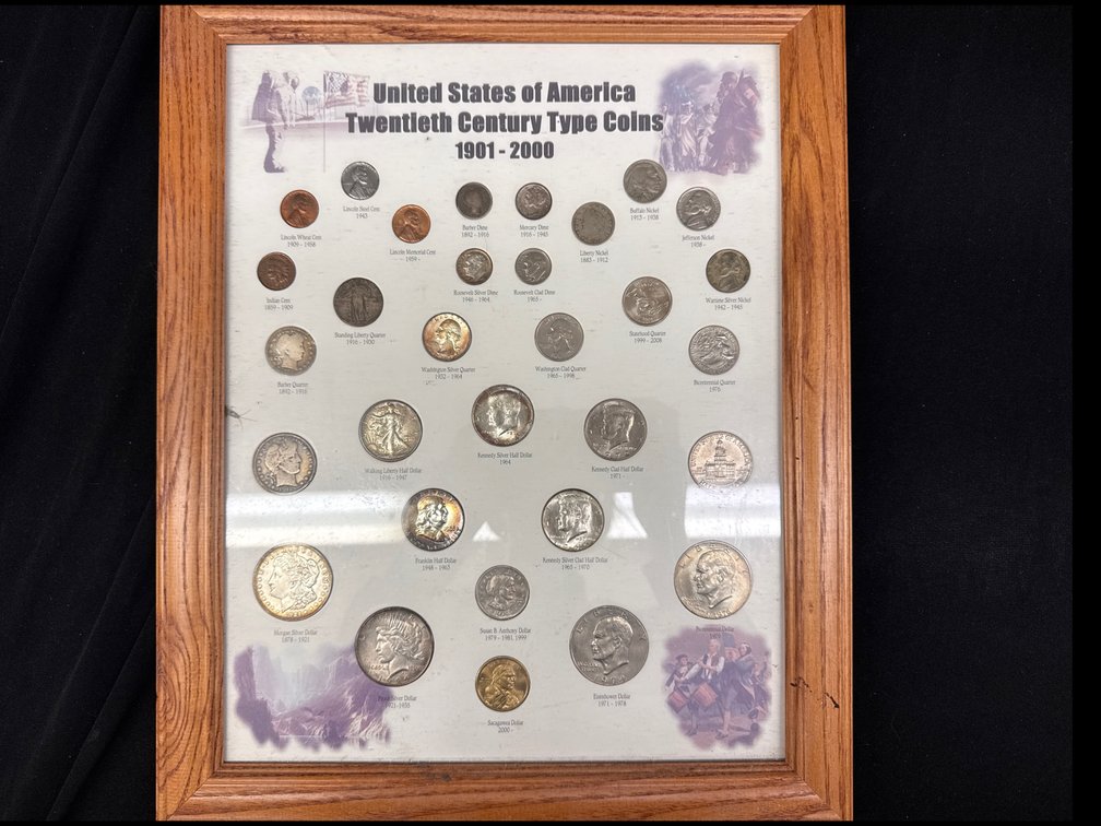 Framed United States Twentieth Century Type Coins Set