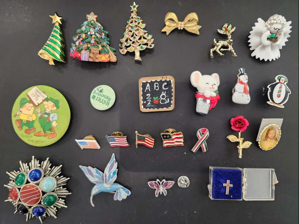 Holiday Brooches, Patriotic Lapel Pins, and Novelty Pins