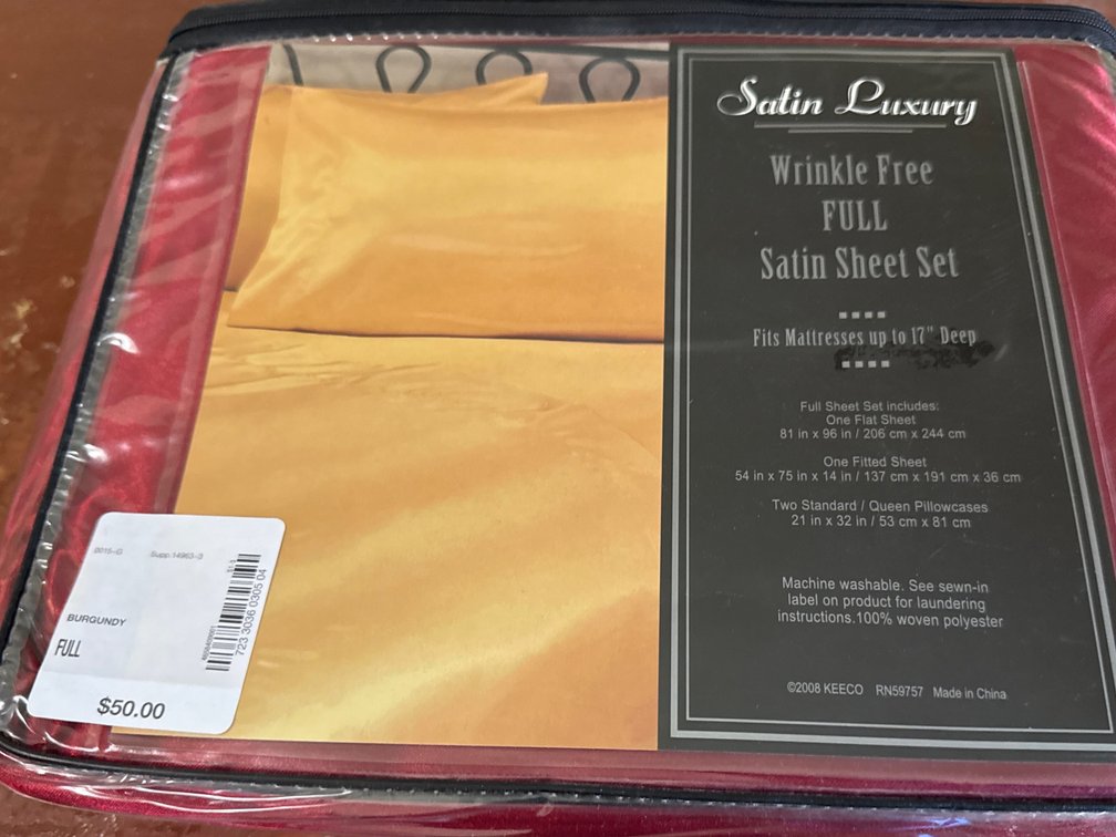 Satin Luxury Full Satin Sheet Set in Burgundy