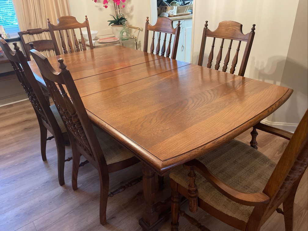 Wood Trestle Dining Table & Chairs