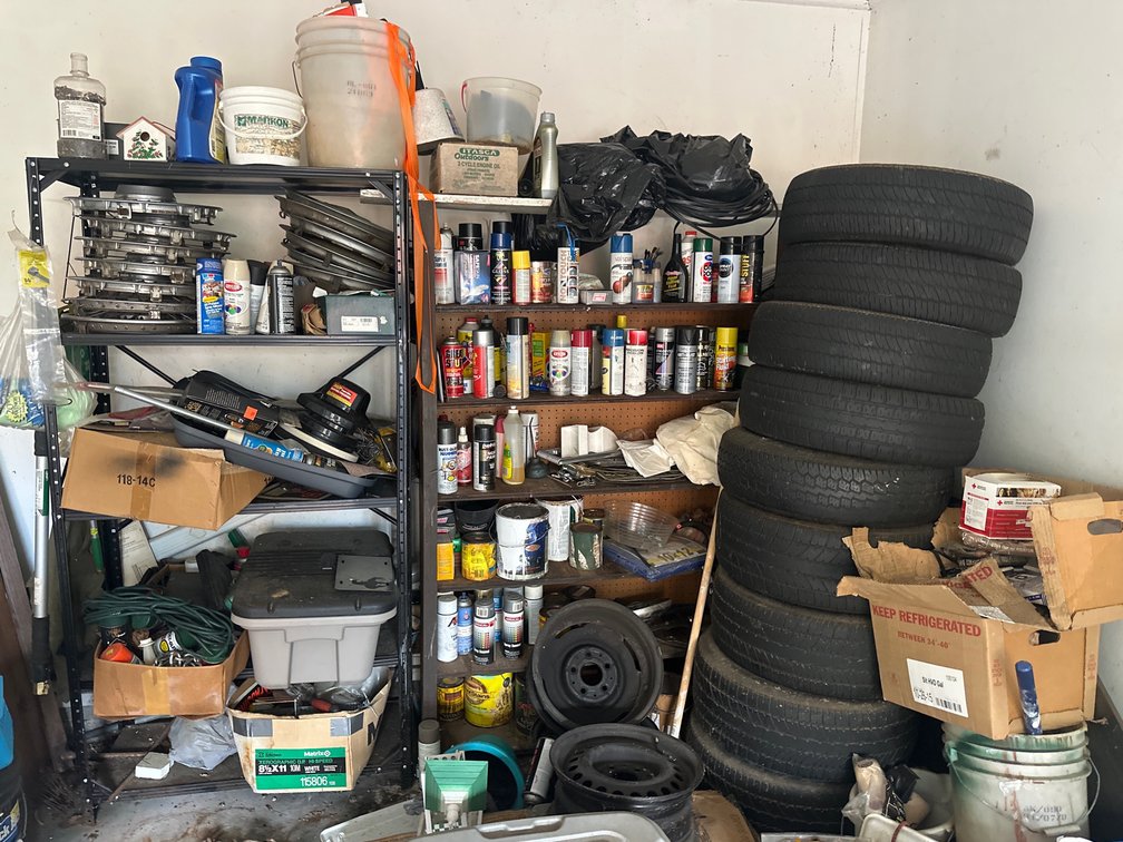 Storage Shelving, Automotive Wheels, Tires, and Workshop Supplies