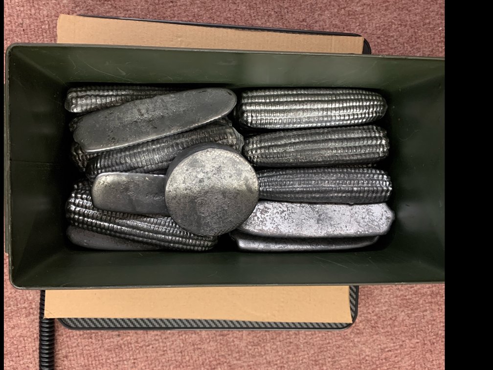 Cast Lead Ingots in Metal Ammunition Can, 58.42 lb