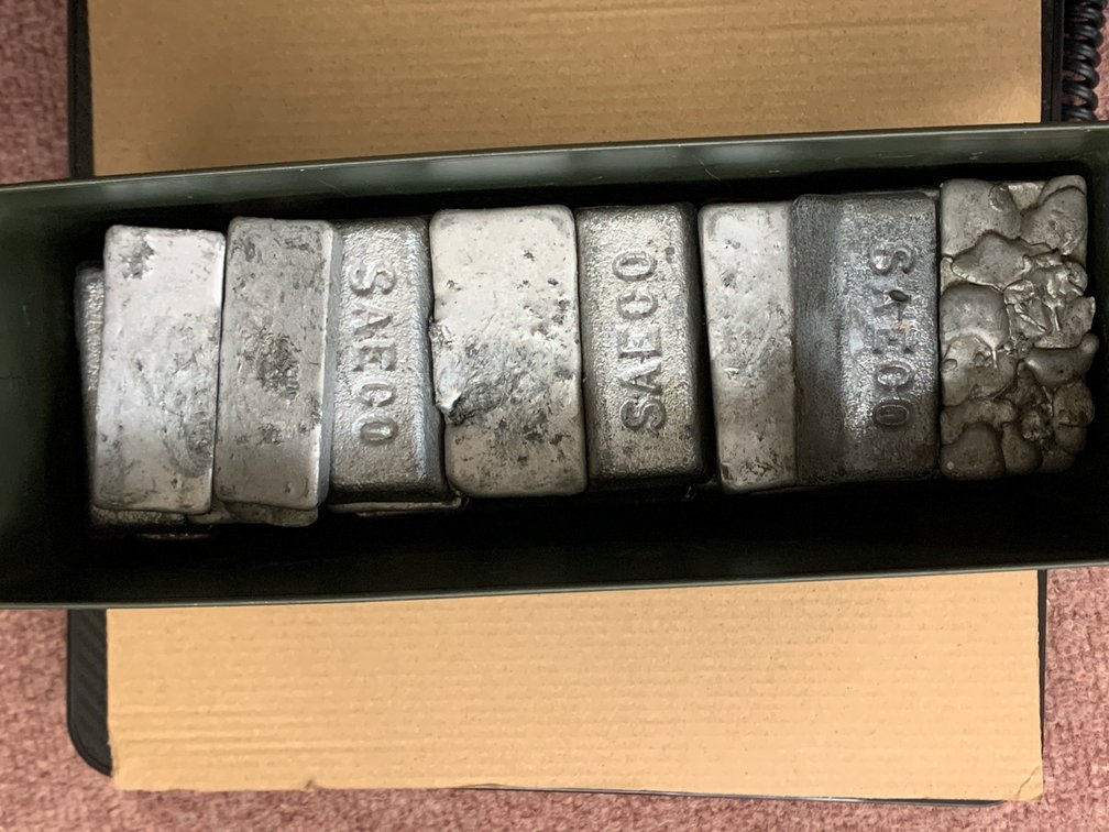 Cast lead Ingots in  Ammunition Can