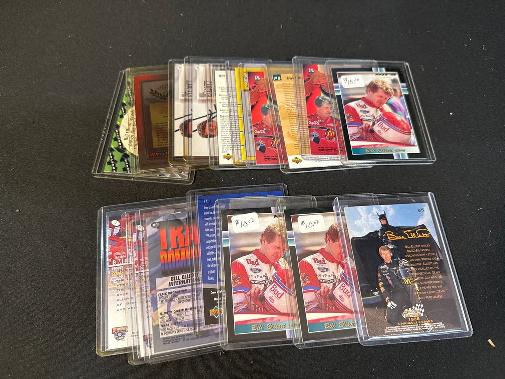 Bill Elliott NASCAR Trading Cards in Protective Cases