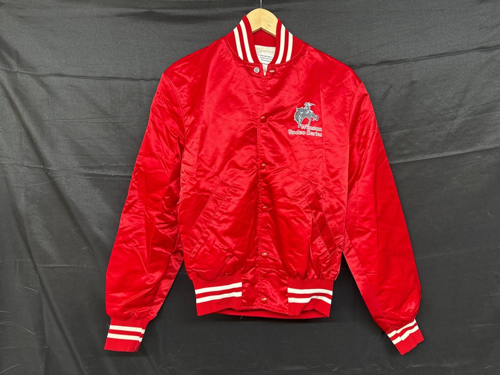 Vintage Winston Rodeo Series Red Satin Snap-Front Jacket, Size S