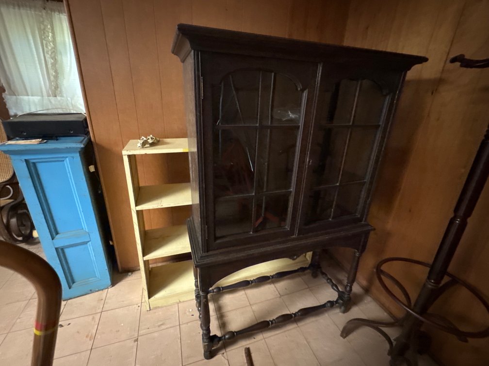 Wood Glass-Front Display Cabinet, Bookshelf