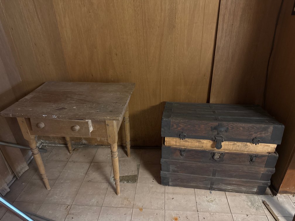 Wooden Side Table and Wooden Storage Trunk