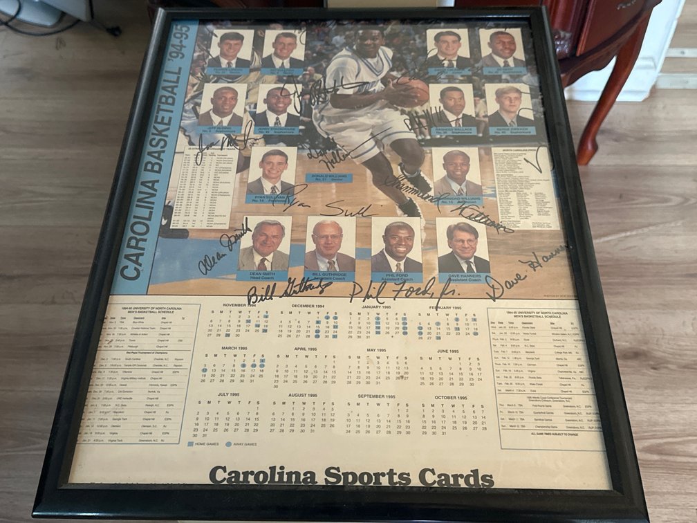 Carolina Sports Cards 1994-95 UNC Basketball Autographed Poster