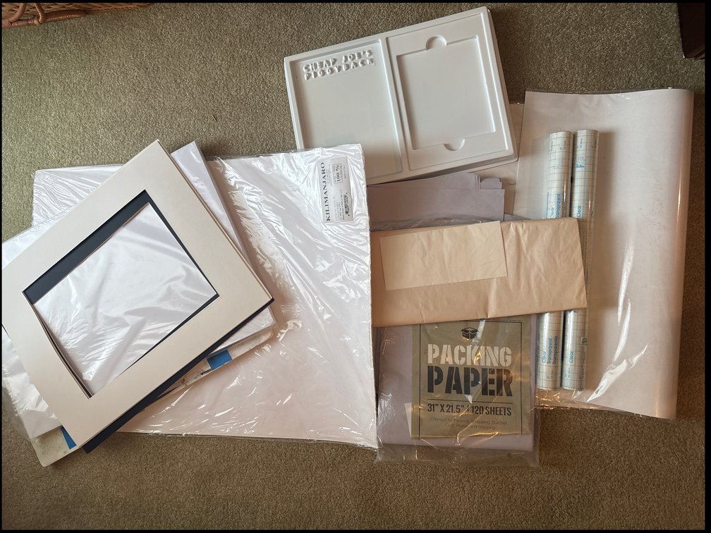 Watercolor Paper, Artist Palette, Mat Boards, and Packing Supplies