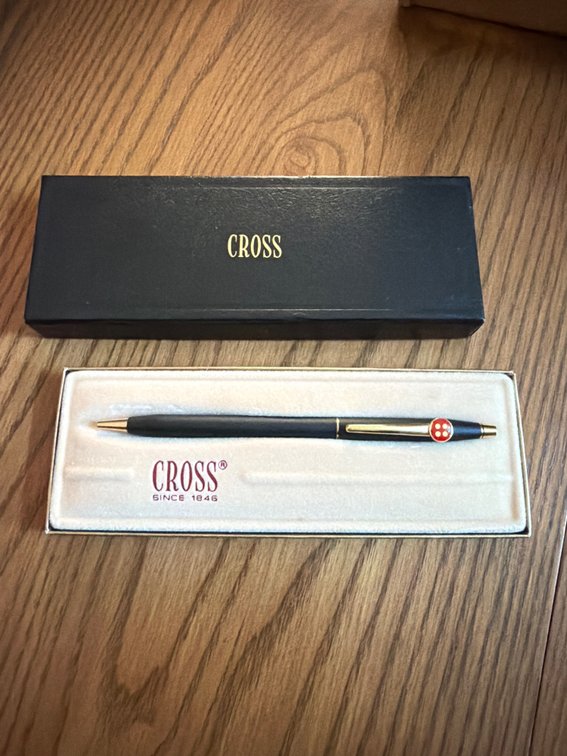 Cross Matte Black and Gold-Tone Ballpoint Pen with Box