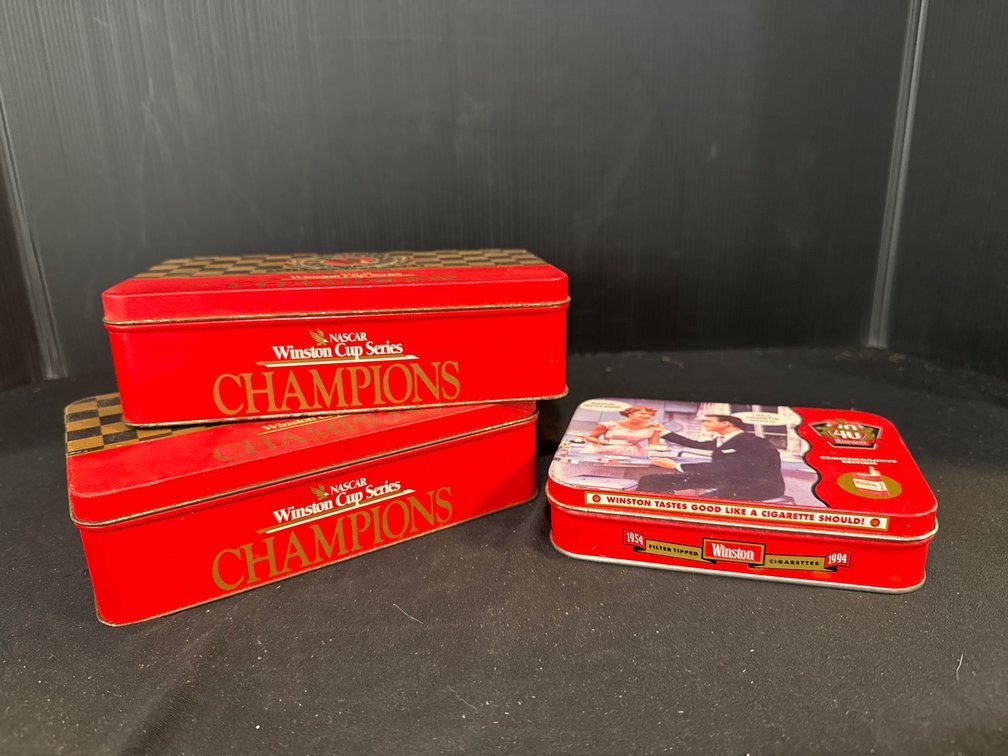 Winston Collector Metal Tins with Matches and Lighter